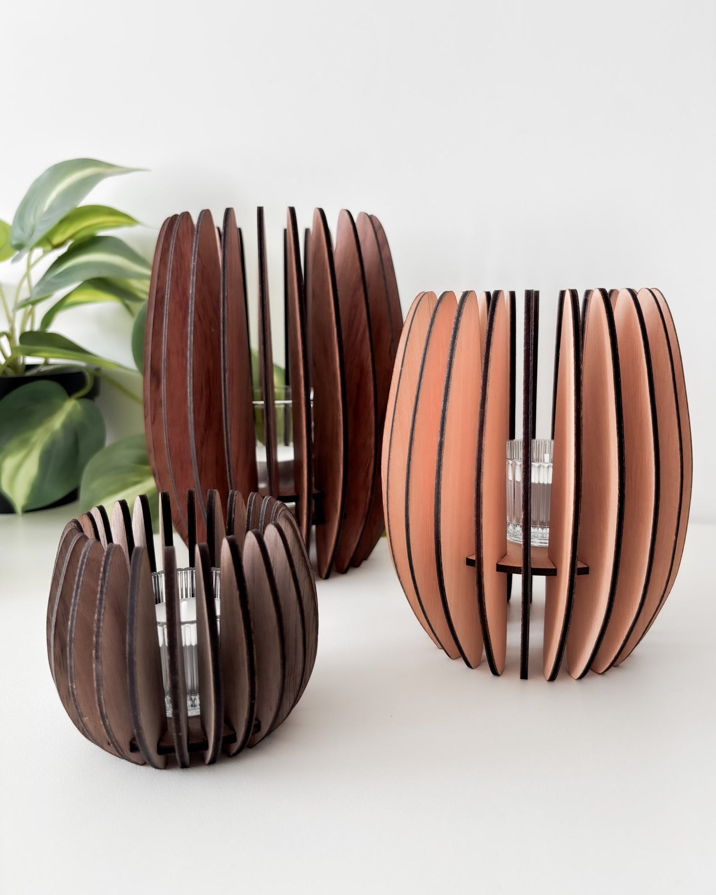 Wooden Candle Holders - Rounded in 3 sizes