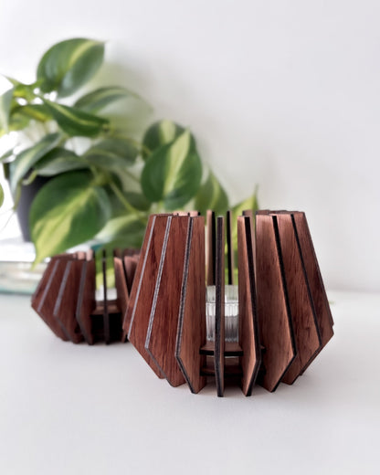Wooden Candle Holder - Edgy in 2 sizes