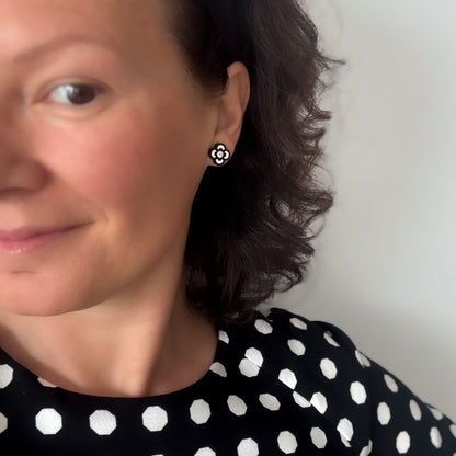 Clover Stud Earrings in Black & White