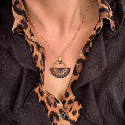 Semicircle Necklace in Black & Gold