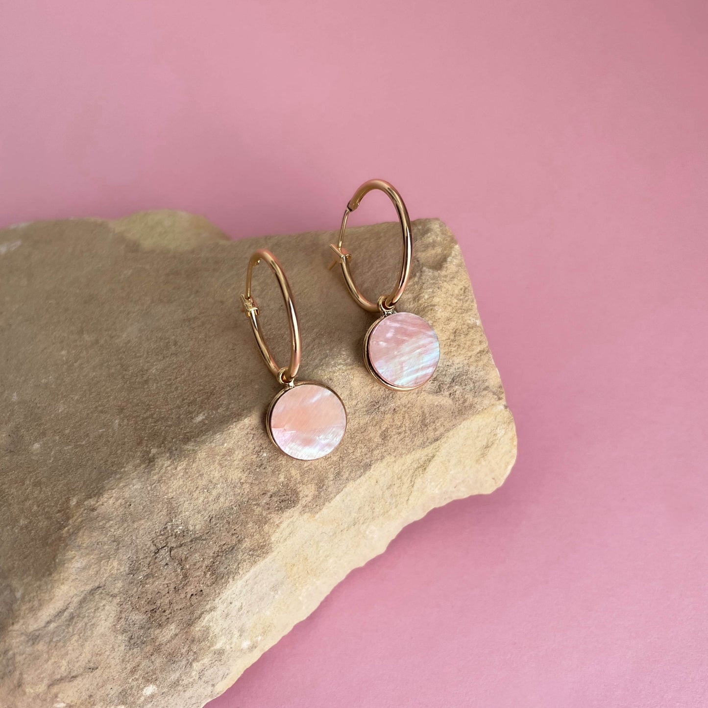 Gaia Reversible Pearl Earrings in Pink and White