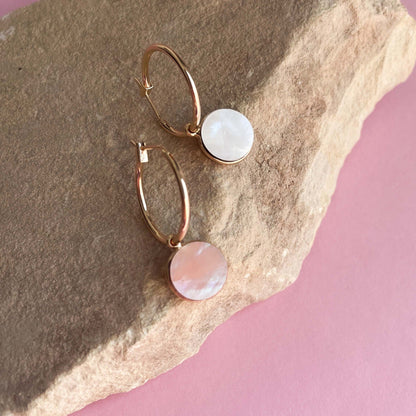 Gaia Reversible Pearl Earrings in Pink and White