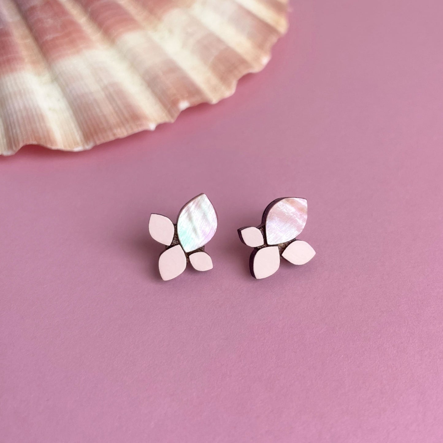 Venus Stud Earrings in Light Pink Mother of Pearl