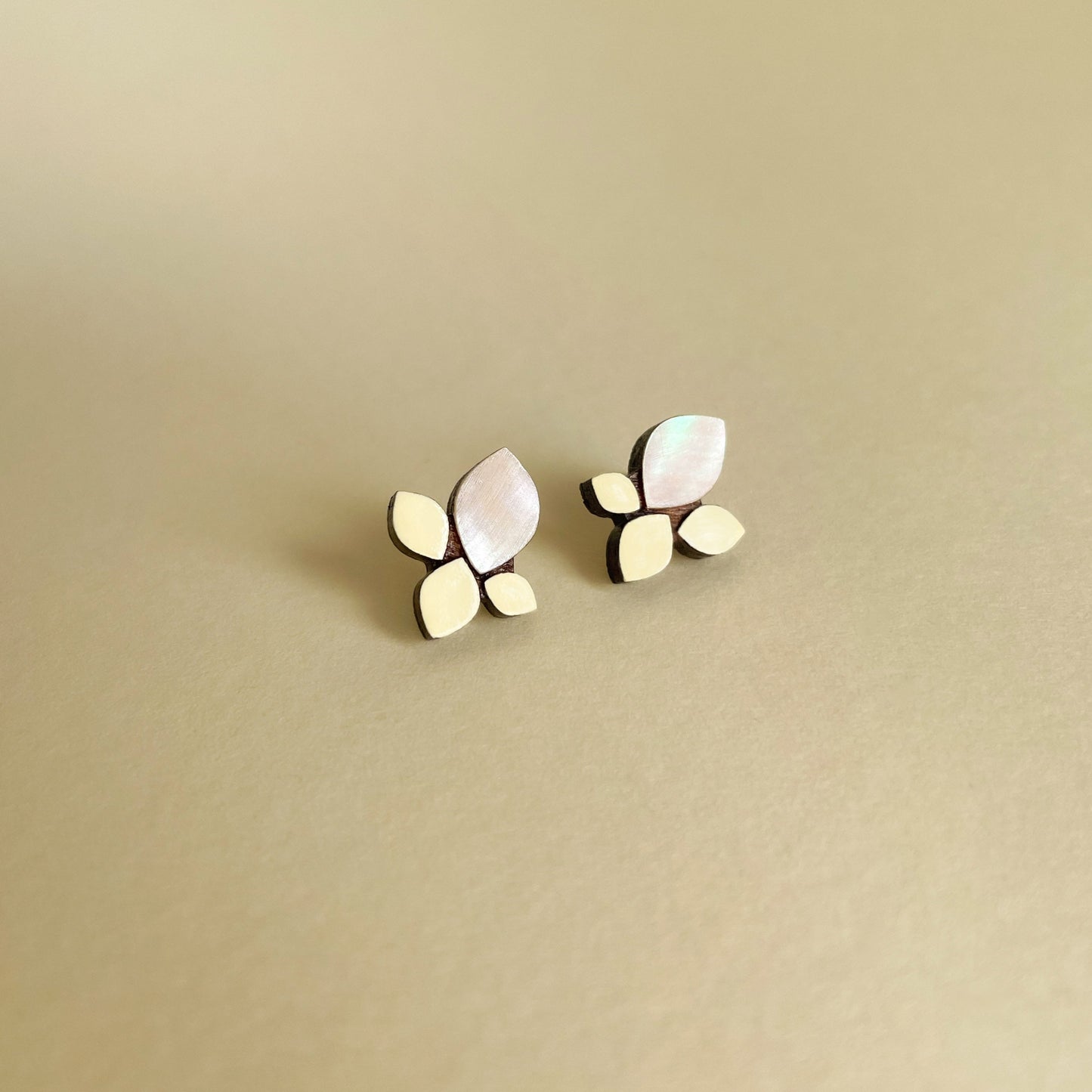 Venus Stud Earrings in Light Yellow Mother of Pearl