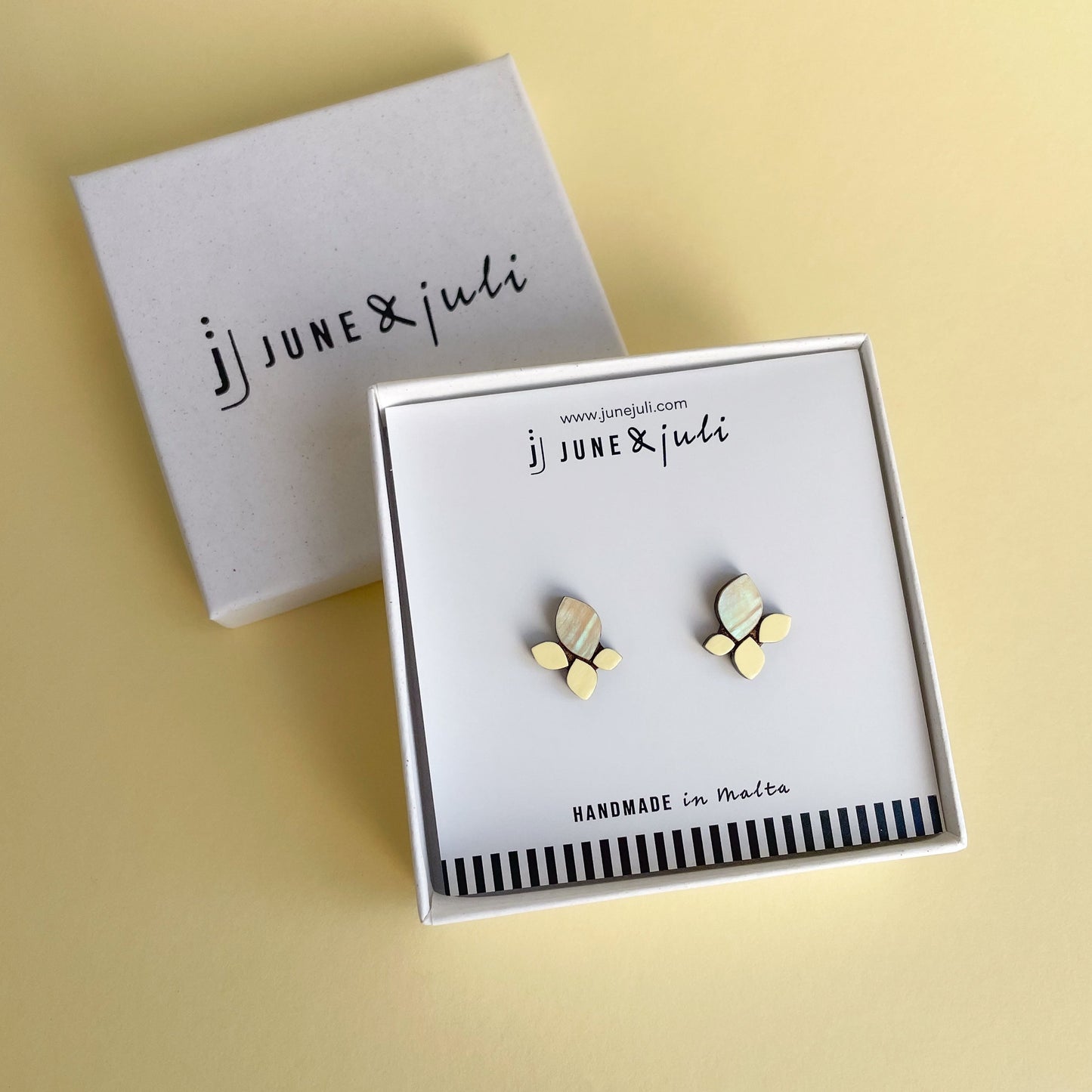 Venus Stud Earrings in Light Yellow Mother of Pearl