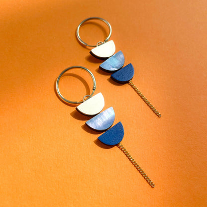 Aurora Hoop Earrings in Dark Blue and Gold