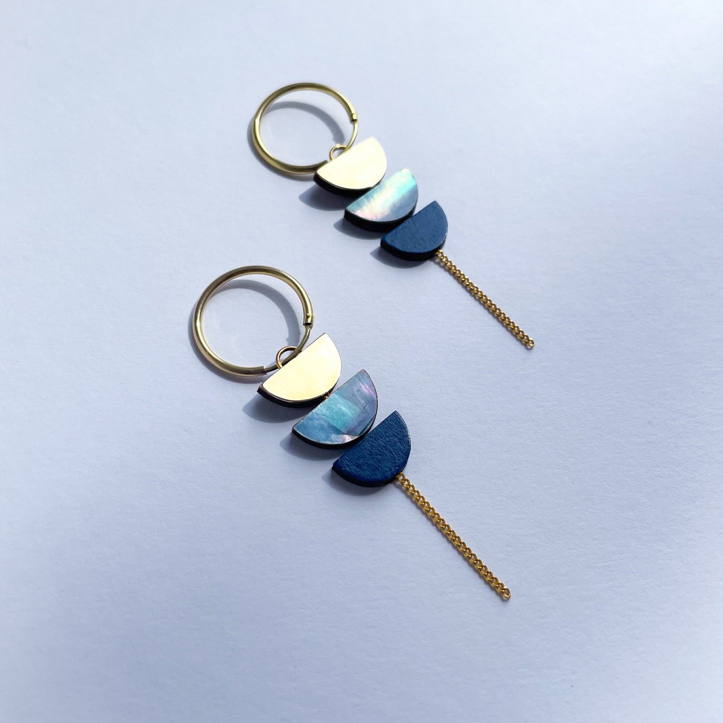 Aurora Hoop Earrings in Dark Blue and Gold