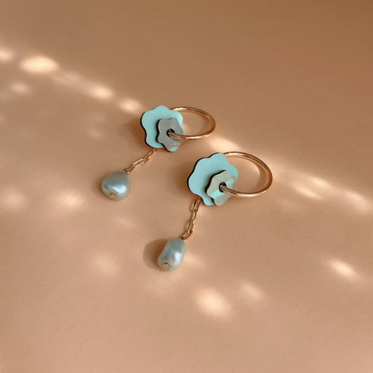 Fleur Hoop Earrings in Light Mint