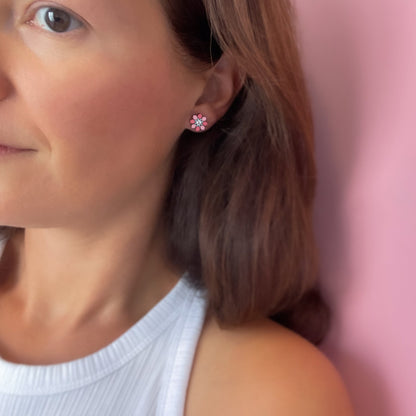 Stella Stud Earrings in Pink and Rose