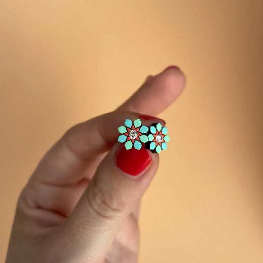 Stella Stud Earrings in Turquoise and Mint Green