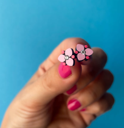 Bougainvillea Flower Stud Earrings in Light Pastel Colours