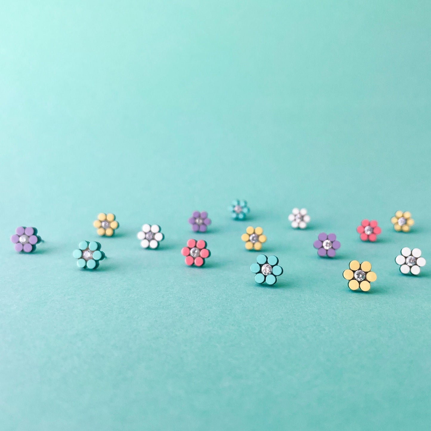 Daisy Flower Stud Earrings in Summer Pastel Colors