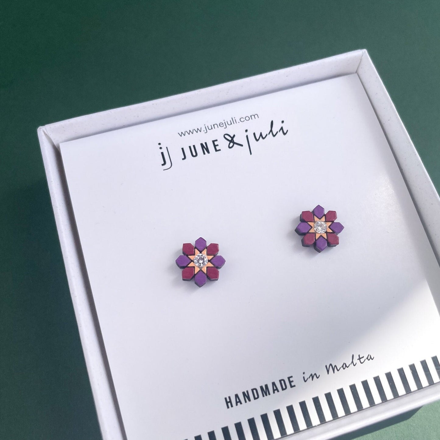 Stella Stud Earrings in Dark Red and Purple